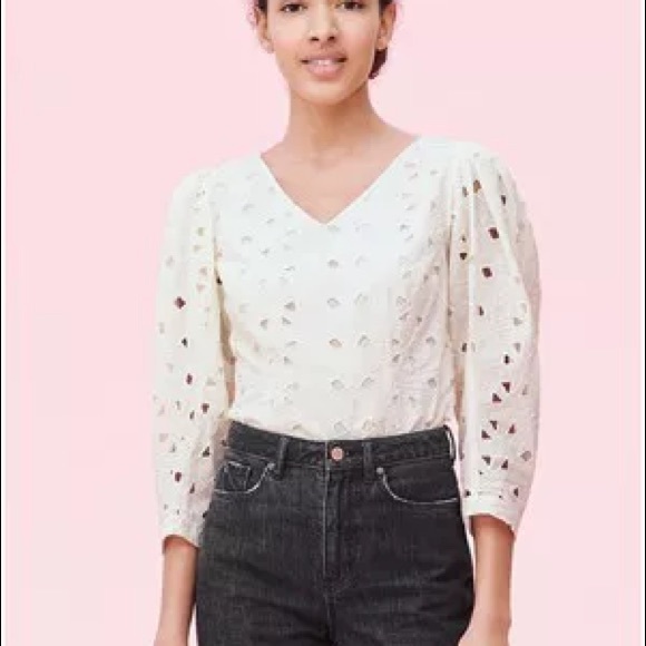 LA VIE REBECCA TAYLOR EMBROIDERED TOP IVORY SZ S - Picture 5 of 8